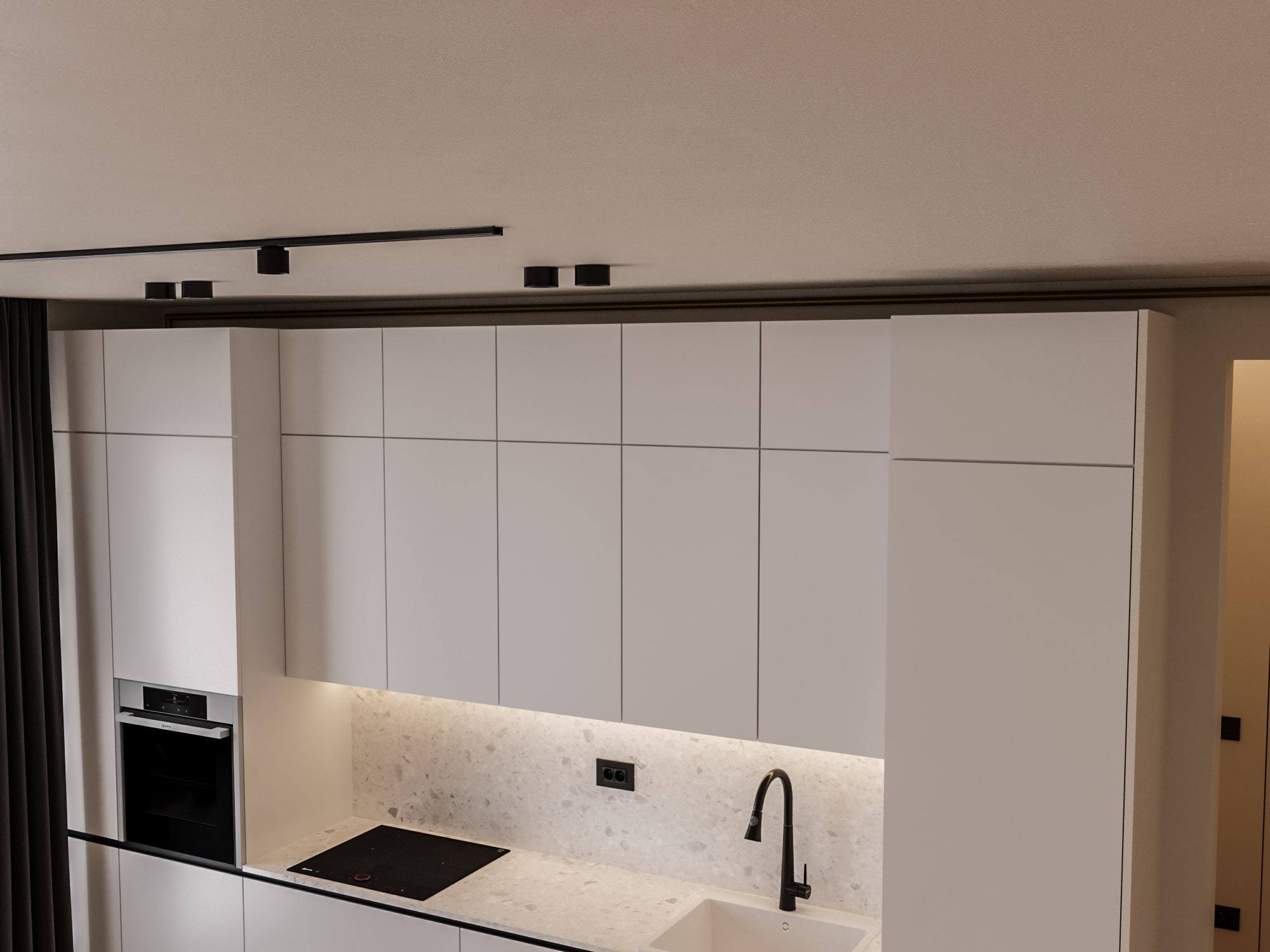 4. Teava de gaz parcurge spatiul destinat bucatariei