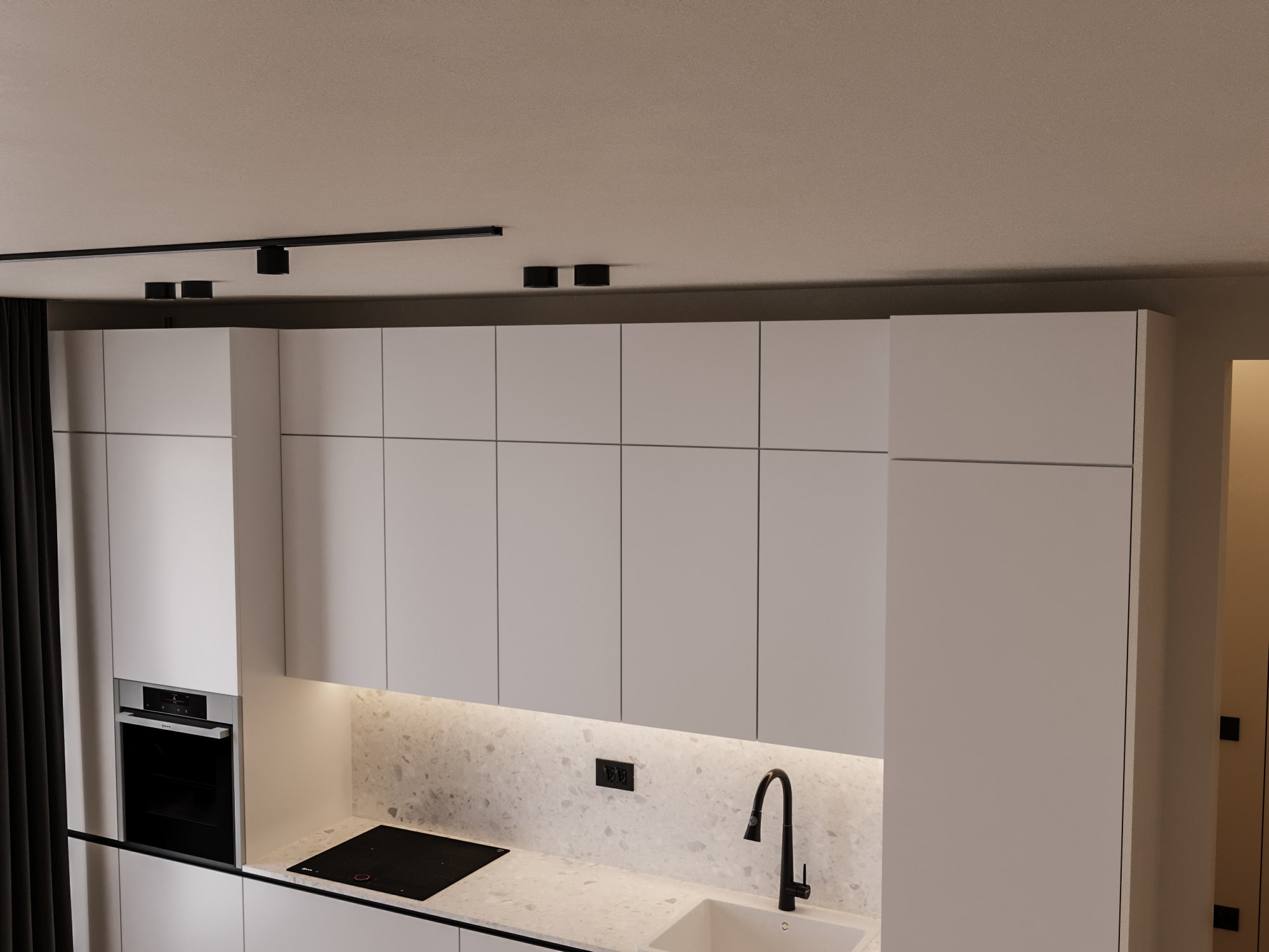 4. Teava de gaz parcurge spatiul destinat bucatariei