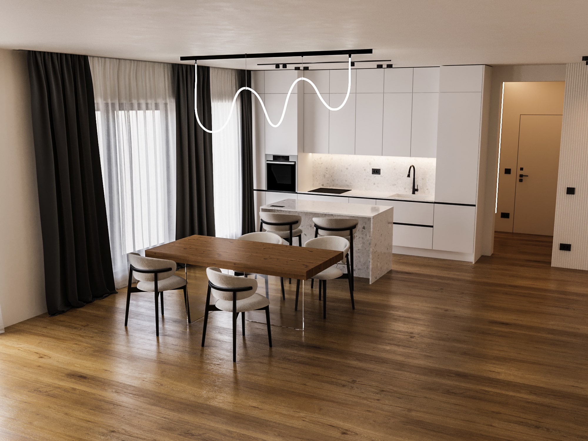 9. Locul de luat masa din locuinta o sa fie amplasat la: